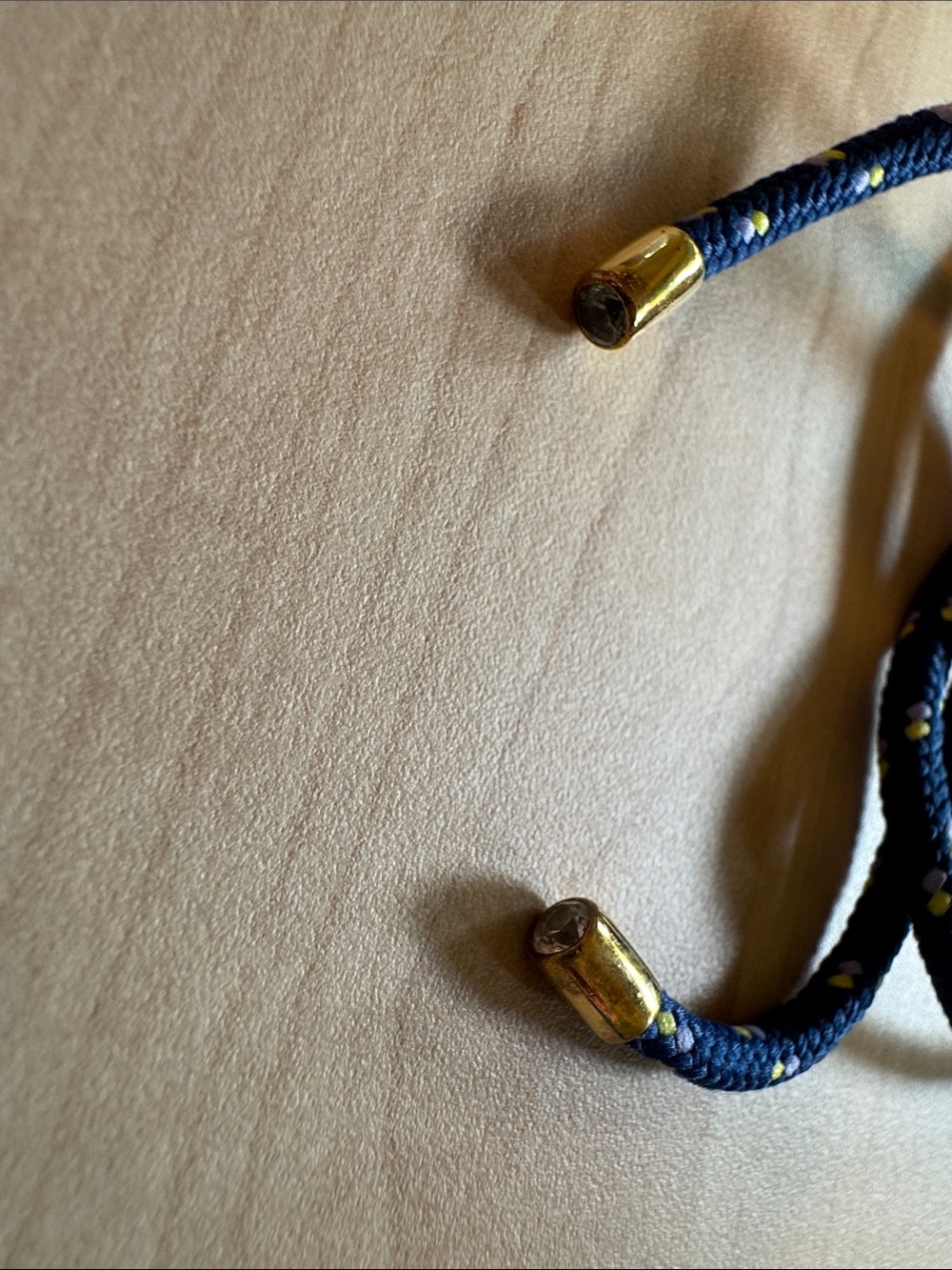 Dorsey Paracord Anklet Blue and Gold Accent with CZ at the ends - Picture 3 of 4